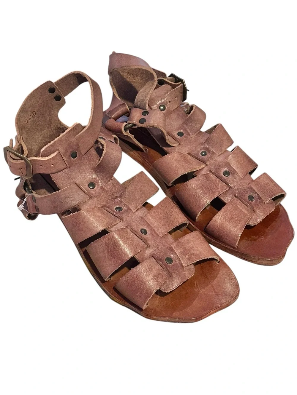 Bedstu Bed Stu Hera Gladiator Almond Rustic Strap Studded Sandals Womens 11 NEW